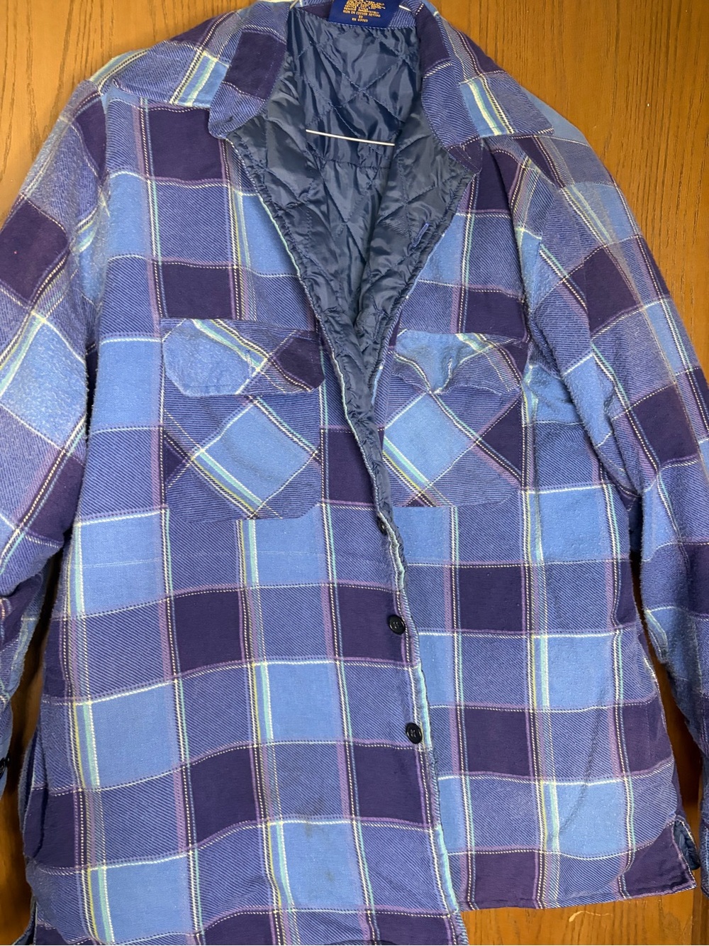 Woodland Men's Quilted Plaid Jacket - Blue & Purple
